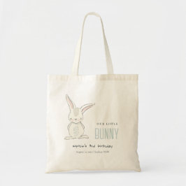 Elegant Simple Cute Blue Bunny Boys Barns födelsed Tygkasse