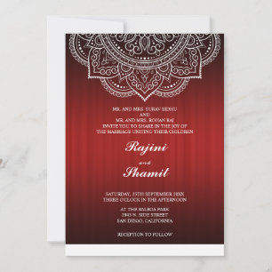 Elegant simple Deep Red Paisley Indian Hindu Inbjudningar