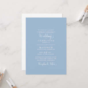Elegant Simple Dusty Blue Bröllop Inbjudningar