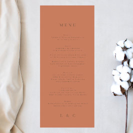Elegant Simple Dusty Orange + Terracotta Monogram Meny