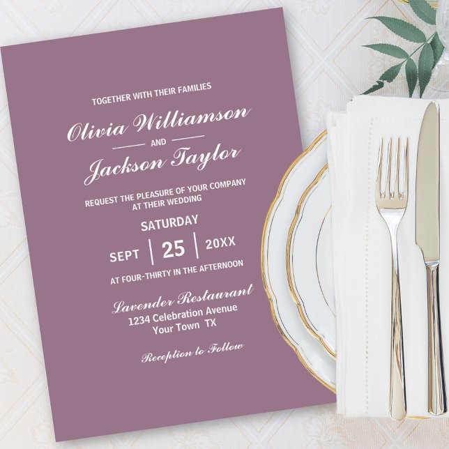 Elegant Simple Dusty Ro White Bröllop Inbjudningar (Skapare uppladdad)