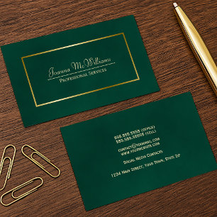 Elegant Simple Emerald Grönt & Guld Professionell Visitkort