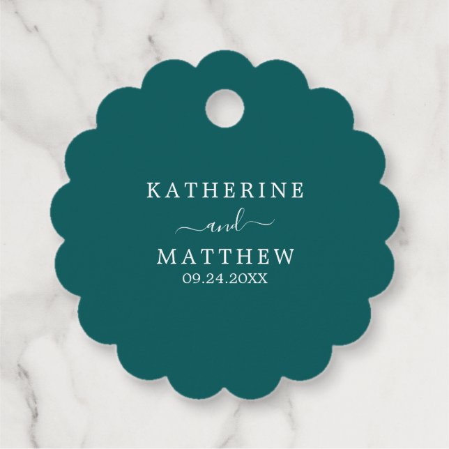 Elegant simple Emerald Tropical Beach Wedding Gåvor Etiketter (Baksida)