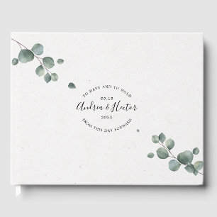 Elegant Simple Eucalyptus Classic Bröllop Gästböcker