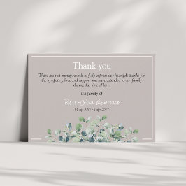 Elegant simple eucalyptus green sympathy funeral tack kort