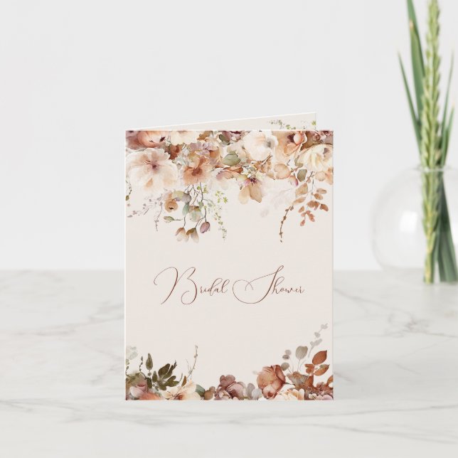 Elegant Simple Fält Flowers Möhippa Fall Inbjudan (Framsida)