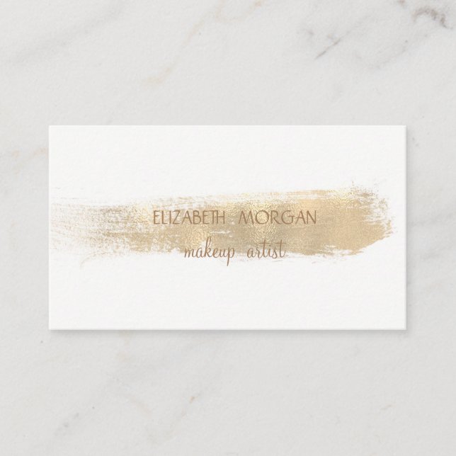 Elegant Simple Faux Gold Foil Brush Stroke,Vit Visitkort (Framsida)
