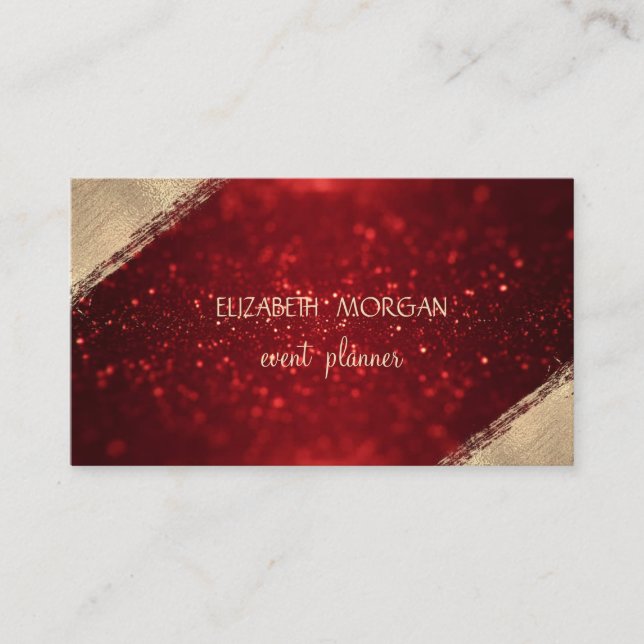 Elegant Simple Faux Guld ,Red Glitter Bokeh Visitkort (Framsida)