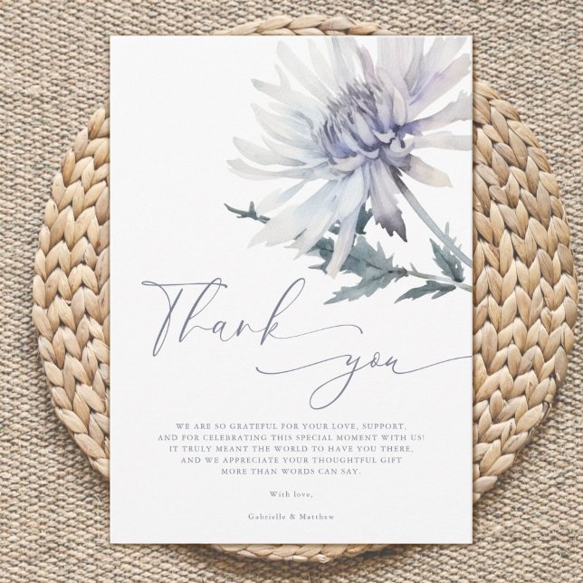 Elegant Simple Flower Winter Baby Shower  Tack Kort (Skapare uppladdad)