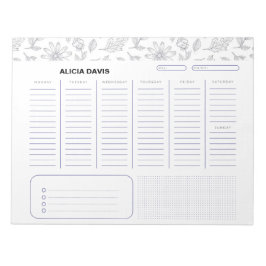 Elegant Simple Flowers Black White Anteckningsblock