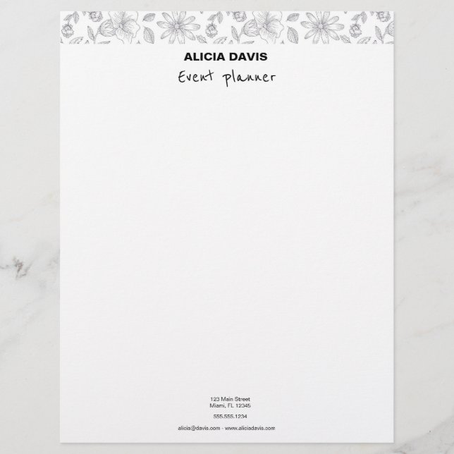 Elegant Simple Flowers Kraft-bakgrund Brevhuvud (Framsida)