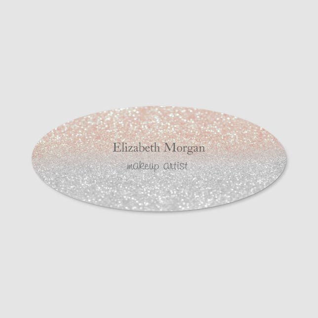 Elegant Simple Glitter Bokeh Ombre Namnbricka (Framsida)