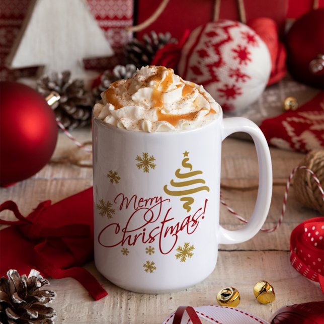 Elegant Simple God jul Wish Wordart Kaffemugg (Skapare uppladdad)