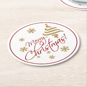 Elegant Simple God jul Wish Wordart Underlägg Papper Rund