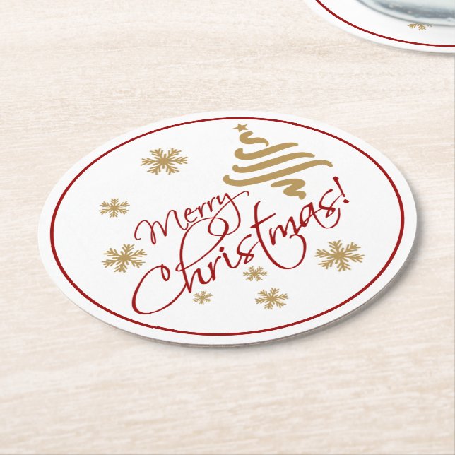 Elegant Simple God jul Wish Wordart Underlägg Papper Rund (Vinklad)