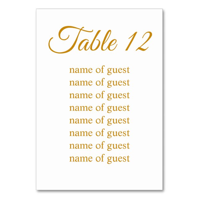Elegant Simple Gold Custom Wedding Table Number Bordsnummer (Baksidan)
