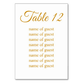 Elegant Simple Gold Custom Wedding Table Number Bordsnummer