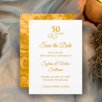 Elegant Simple Golden 50th Anniversary Party Spara Datumet