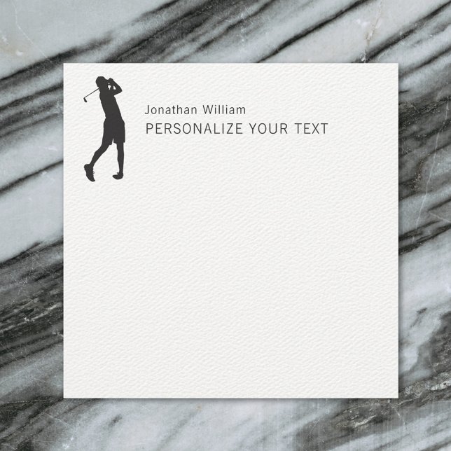 Elegant Simple Golf Player Personal Stationery Anteckningskort (Skapare uppladdad)