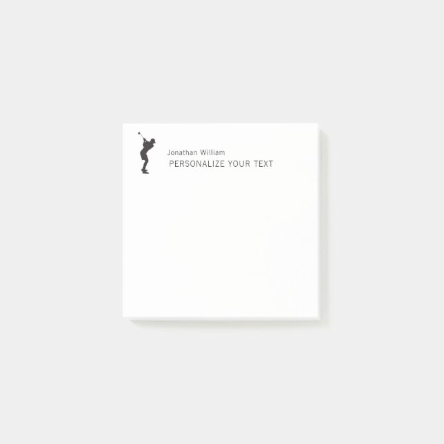 Elegant Simple Golf Player Personal Stationery Post-it Block (Framsida)