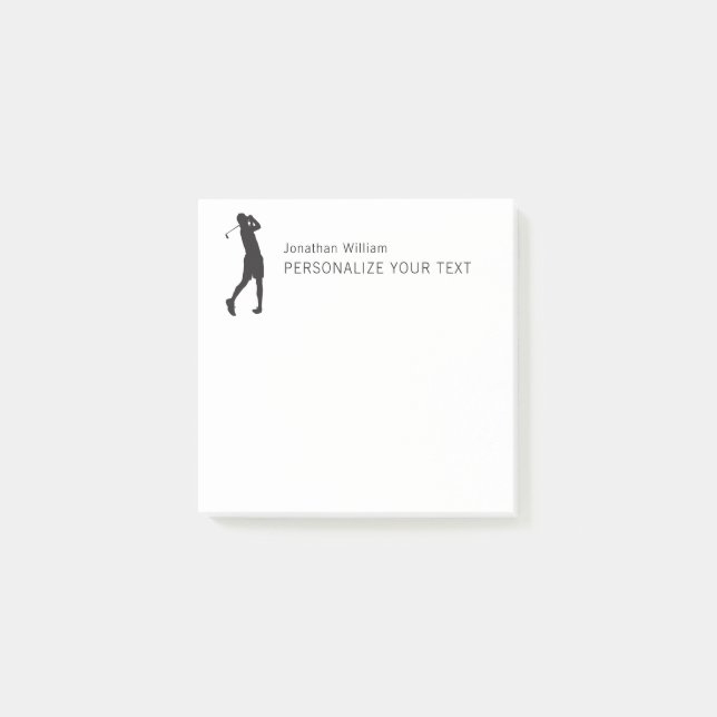 Elegant Simple Golf Player Personal Stationery Post-it Block (Framsida)