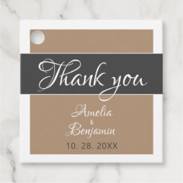 Elegant Simple Grått Beige Script Bröllop Tack Gåvor Etiketter