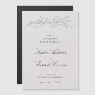 Elegant Simple Grått Non Photo Save Date Magnetisk Inbjudningskort