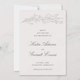 Elegant Simple Grått Non Photo Save Date Magnetisk Inbjudningskort