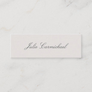 Elegant Simple Grått Script Namn Mini Visitkort