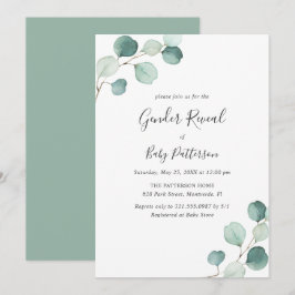 Elegant Simple Greenery Eucalyptus Gender Reveal Inbjudningar