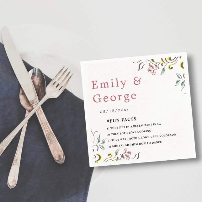 Elegant Simple Greenery Ro Boho Blommigt Bröllop Pappersservett (Skapare uppladdad)