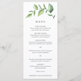 Elegant Simple Greenery Rustic Bröllop Meny