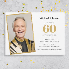 Elegant Simple Guld Anpassningsbar Photo 60:e föde Inbjudningar