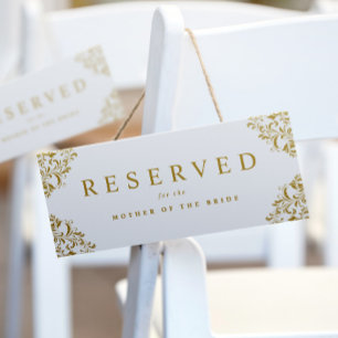 Elegant Simple Guld Bröllop Reserved Ordförande Un