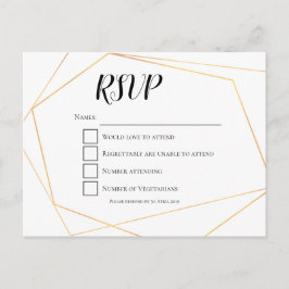 Elegant Simple Guld Geometric Ram Bröllop OSA Vykort