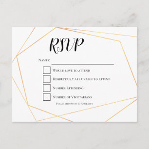 Elegant Simple Guld Geometric Ram Bröllop OSA Vykort
