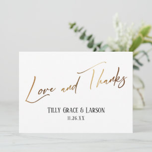 Elegant Simple Guld HandWrite Kärlek och Tack Kort