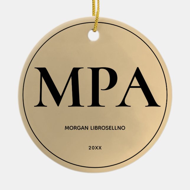 Elegant Simple Guld MPA Studenten Julgransprydnad Keramik (Framsidan)
