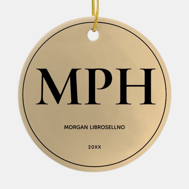 Elegant Simple Guld MPH Studenten Julgransprydnad Keramik (Framsidan)