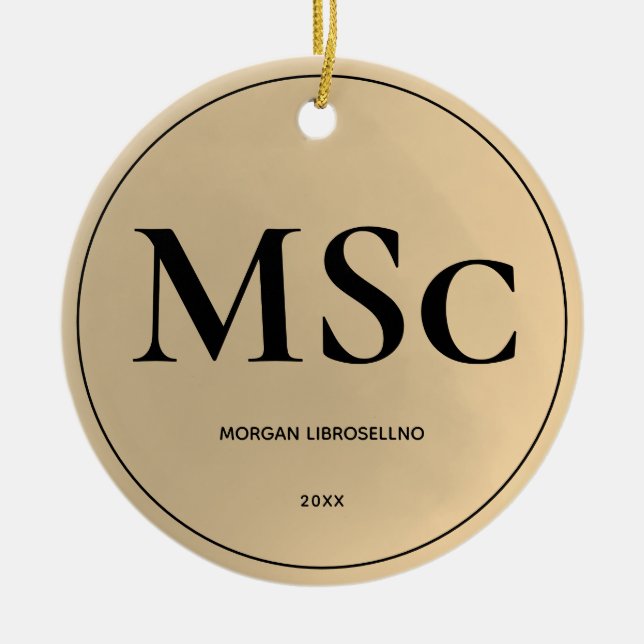 Elegant Simple Guld MSc Studenten Julgransprydnad Keramik (Framsidan)