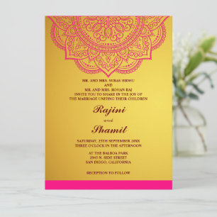 Elegant simple Guld Paisley Indian Hindu Inbjudningar