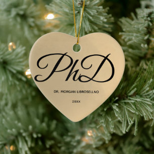 Elegant Simple Guld PhD Namn Studenten Julgransprydnad Keramik