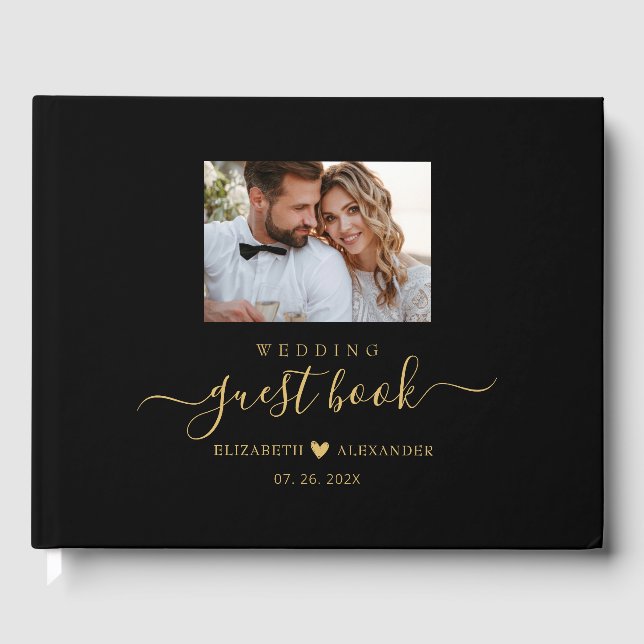 Elegant Simple Guld Script Bröllop Guest Bok (Framsida)