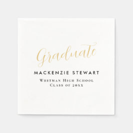 Elegant Simple Guld Script Studenten White Pappersservett