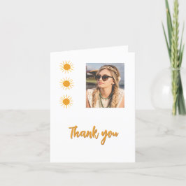 Elegant Simple Guld Sol Fotofödelsedag Tack Kort