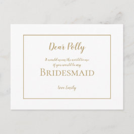 Elegant Simple Guld Typography /Bridesmaid Request Vykort