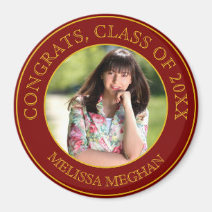Elegant Simple Guld Typography Student Photo Gift Magnet