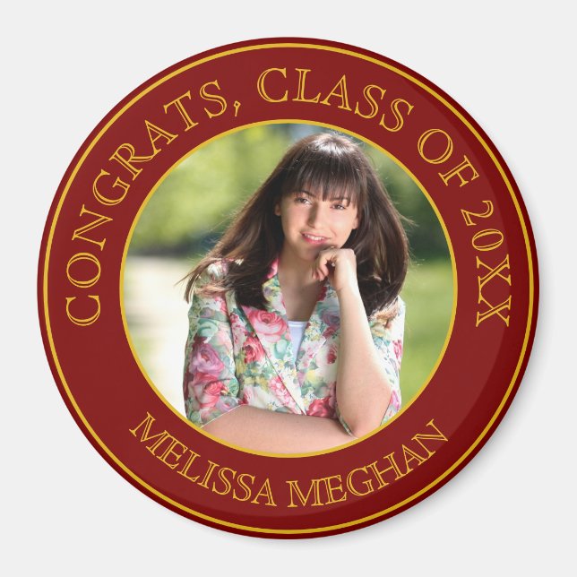 Elegant Simple Guld Typography Student Photo Gift Magnet (Framsidan)