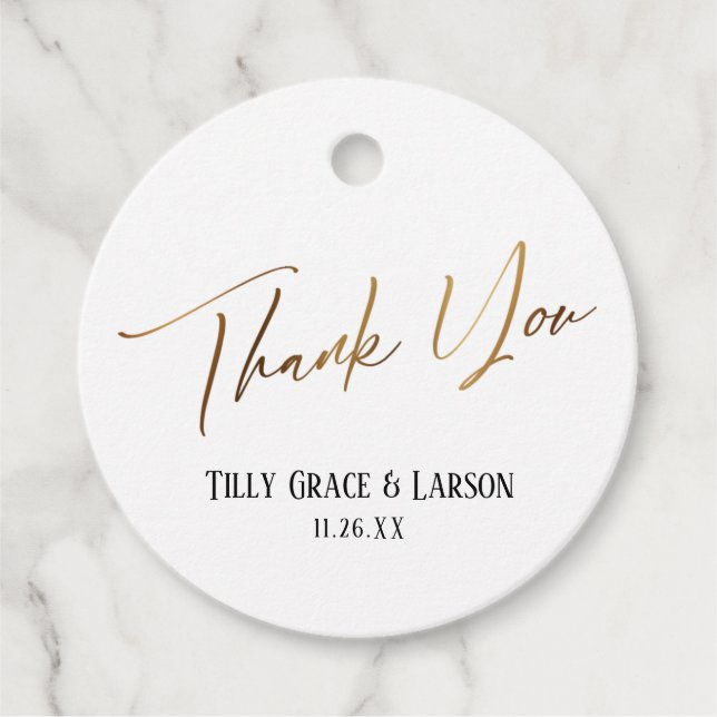 Elegant Simple Guld Typography Tack Gåvor Etiketter (Framsida)
