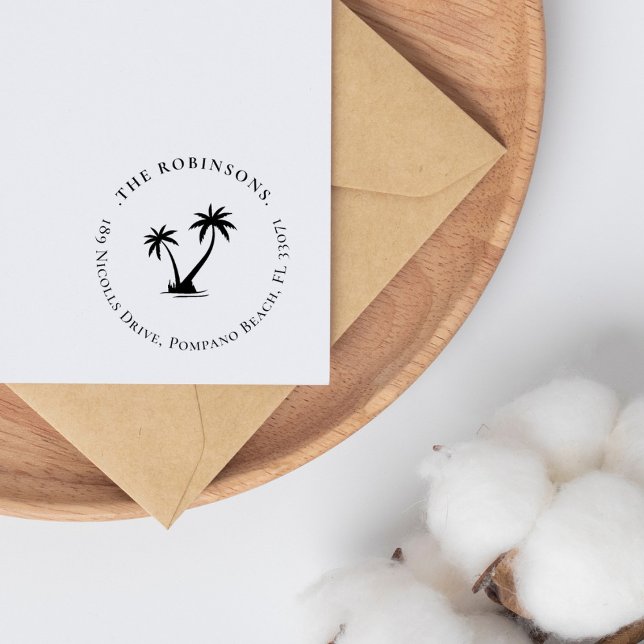 Elegant Simple Handflatan Träd Family Returadress Självfärgande Stämpel (Skapare uppladdad)